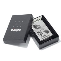 Комплект Zippo Запальничка Zippo 205 BS Бандерівське Смузі + Бензин + Кремені в подарунок