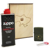 Подарунковий набір Zippo Зажигалка 221 Ukraine + Коробка + Бензин 3141 + Кремни 240