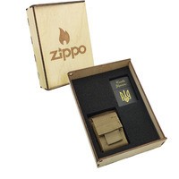 Подарунковий набір Zippo Зажигалка 218-SU CLASSIC + Коробка + Чохол на пояс pz09co койот